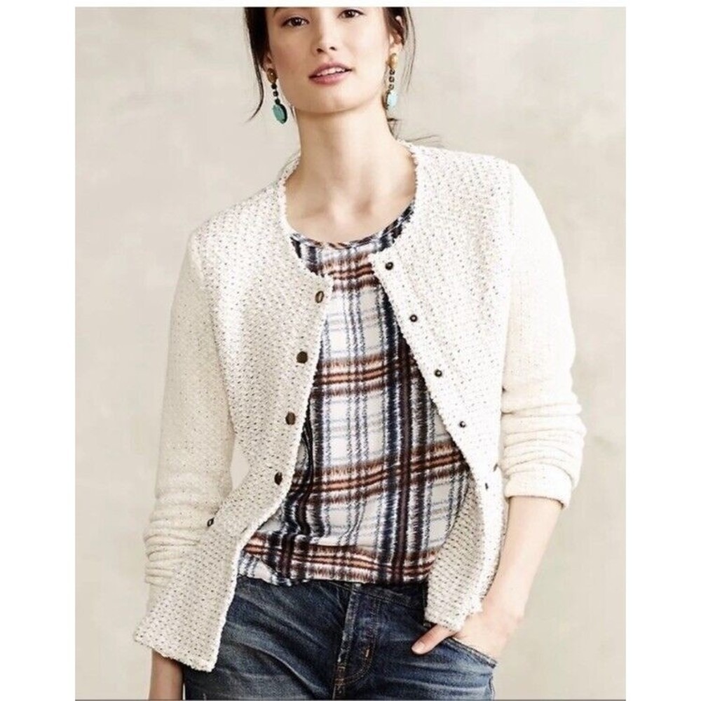 Cartonnier Looped Moto Peplum Knit‎ Jacket Womens Size XS Anthropologie Anthro